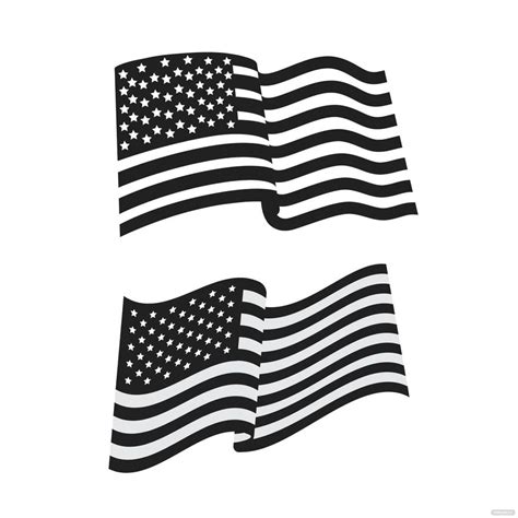 Black American Flag Waving Vector In Illustrator Svg  Eps Png