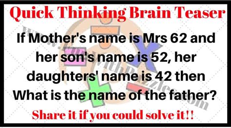 Quick Brain Teasers For Teenagers With Answers