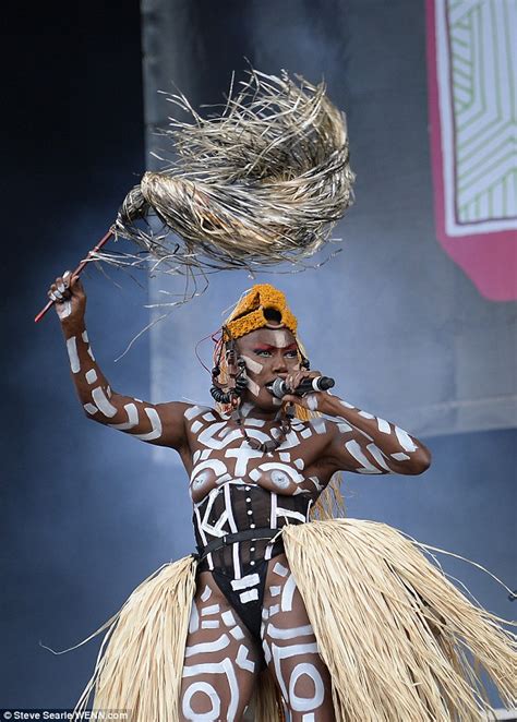 Year Old Grace Jones Performs Topless Photos
