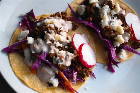 Ground Bison Tacos With Red Cabbage Slaw And Creamy Salsa Chef Jen