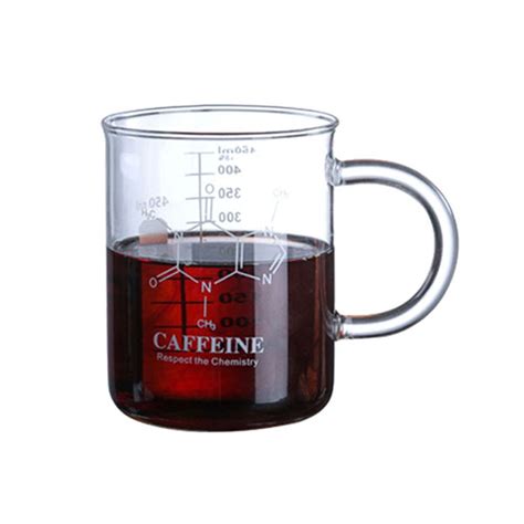 Caffeine Beaker Mug Graduated Beaker Mug With Handle Borosilicate Glass Cup Measuring Cup Glass
