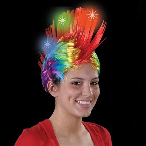 Light Up Led Multi Color Adult Mohawk Flashing Wig