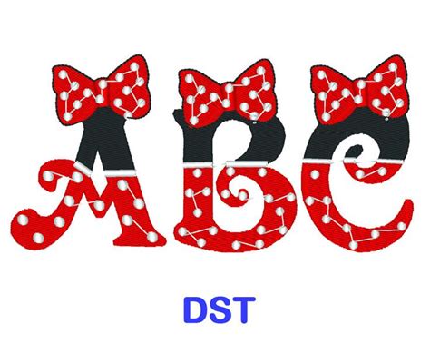 Minnie Mouse Embroidery Font Disney Dst Format Embroidery Alphabet