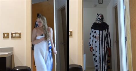 Guy Scares His Naked Girlfriend With Creepy Clown Costume Facepalm Video Ebaum S World