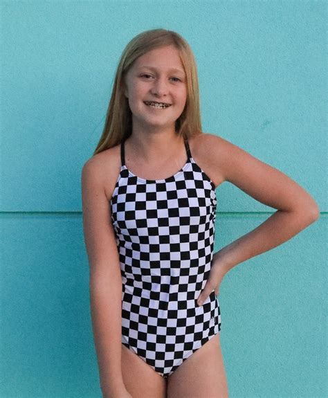 Tween Allie Checkered One Piece Cute One Piece Swimsuits Girls Bathing Suits