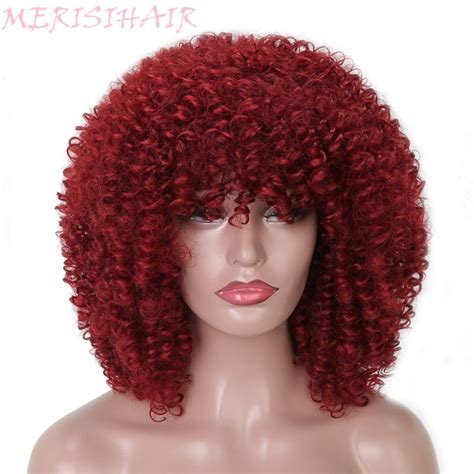 Merisi Hair Long Red Curly Wigs For Black Women Afro Wig African