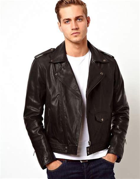 Asos Asos Leather Biker Jacket In Slim Fit