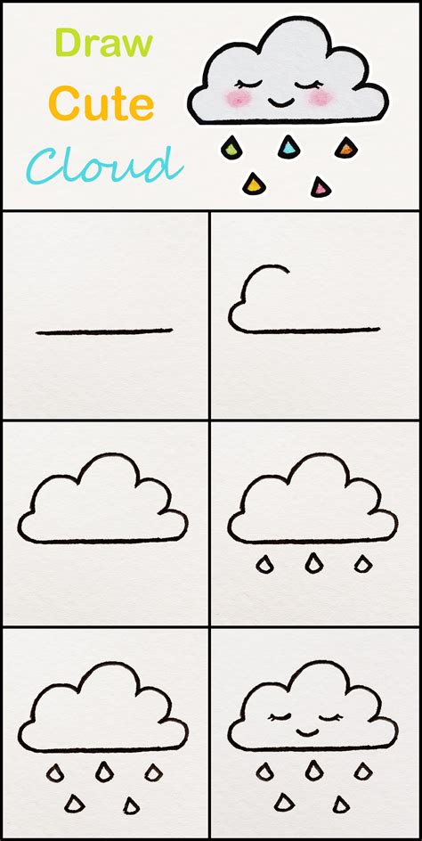 Finally, simply color it, and the two cute. Learn how to draw a cute Cloud step by step ♥ very simple ...