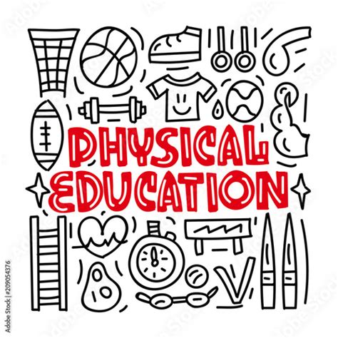 Physical Education Subject Conceptlettering Card Vector Illustration