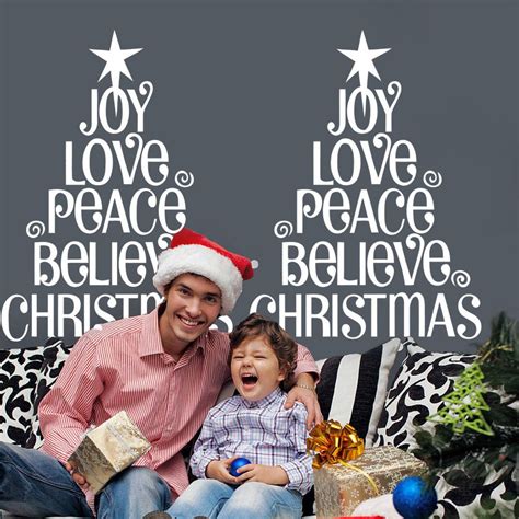 Joy Love Peace Believe Christmas Christmas Tree Wall Quote Decal