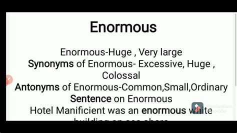 Enormous Word Meaning Synonym Antonym And Sentence Youtube