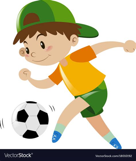 Boy Kicking Soccer Ball Alone Royalty Free Vector Image