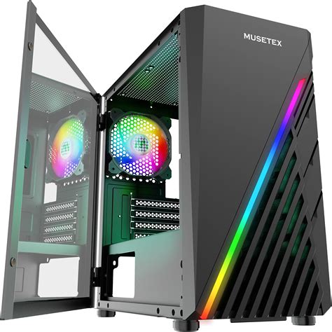 Musetex Micro Atx Case Light Strip Led Computer Case With Argb Fan Pc