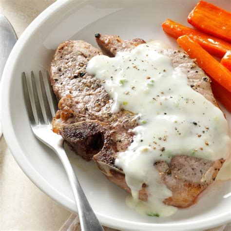 Pork Chops With Blue Cheese Sauce Recipe Taste Of Home