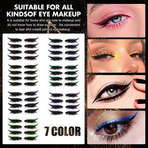 Taluosi 4 Pairsset Eyeliner Sticker Reusable Waterproof Colorful