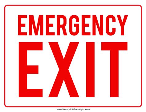 Printable Emergency Exit Sign Free Printable Signs