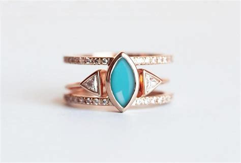 Turquoise Diamond Ring Turquoise Engagement Ring Turquoise | Etsy | Turquoise ring engagement ...