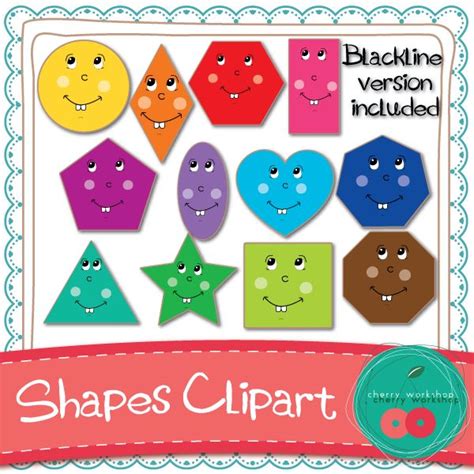 Cute Shapes Clip Art Blackline Included 3 At My Tpt Store My Clip