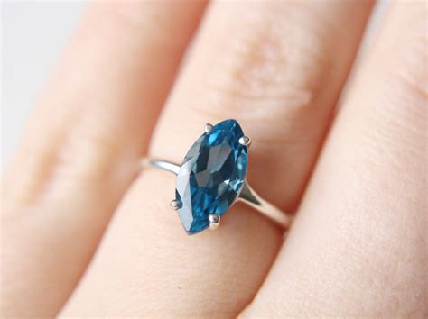 12x6 Marquise Cut London Blue Topaz Ring