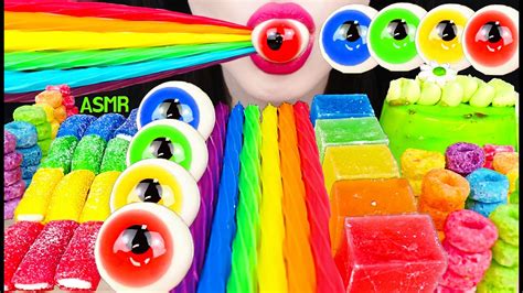 Asmr Rainbow Desserts Eyeball Jelly Kohakuto Gummy 무지개 눈알 젤리 코하쿠토