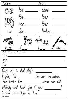 Maybe you would like to learn more about one of these? Vowel Digraph- oe Activity Sheet - Studyladder Interactive ...