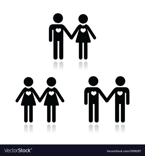 Hetero Gay And Lesbian Love Couples Icons Set Vector Image
