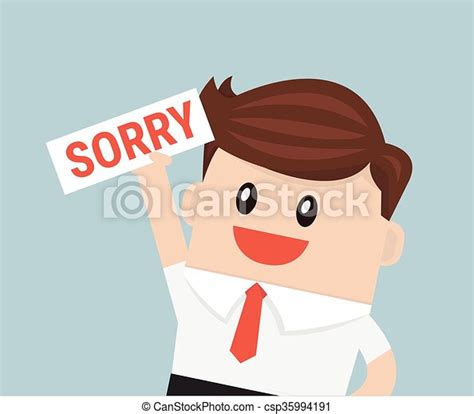 Businessman Hands Holding Sorry Sign Vector Canstock