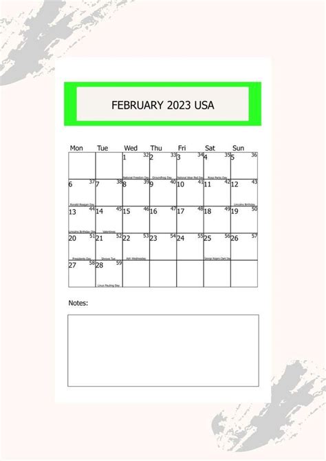 February 2023 Printable Calendar Us Dates And Holidays February 2023