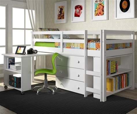 Twin low loft bunk bed plan from the design confidential. Twin Size Low Loft Bed in White Finish 760W | Donco Trading | Solid Wood Kids Furniture
