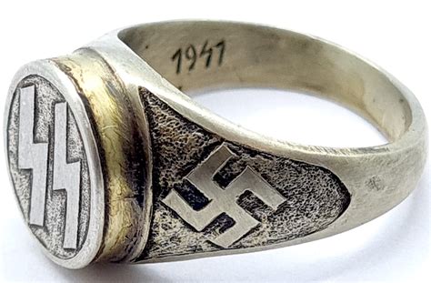 Ww2 German Nazi Waffen Ss Original Waffen Ss Silver Ring With Ss