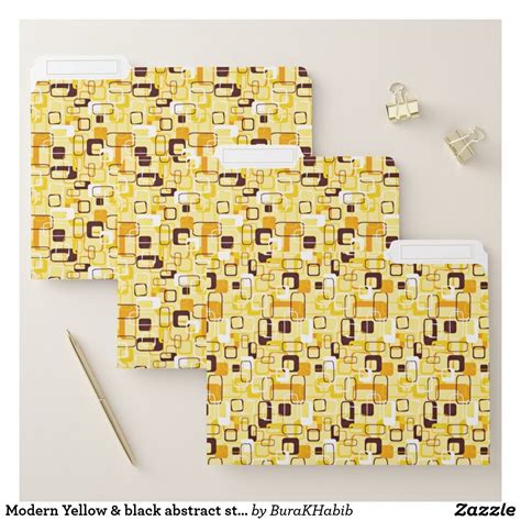 Modern Yellow And Black Abstract Style File Folder Zazzle Abstract