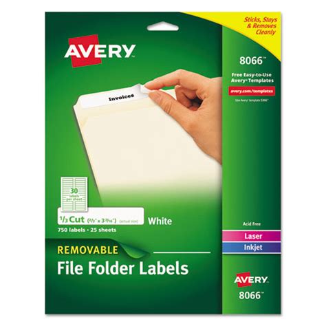 These are new formatted professional label file folder labels, used for file folders, address or general purpose. AVE8066 Avery Removable 1/3-Cut File Folder Labels - Zuma
