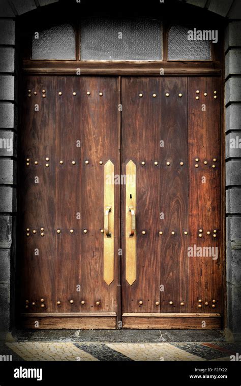 Old Vintage Wooden Door With Metal Design Stock Photo Alamy