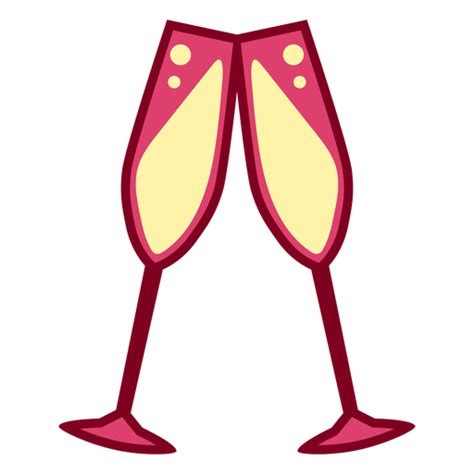 Pink Champagne Glasses Flat Png And Svg Design For T Shirts