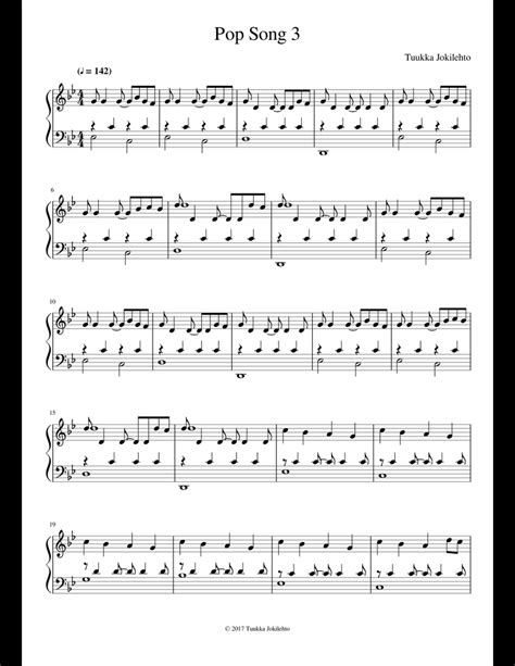 These popular piano sheet music can be downloaded with last version of adobe reader. Pop Song 3 sheet music for Piano download free in PDF or MIDI