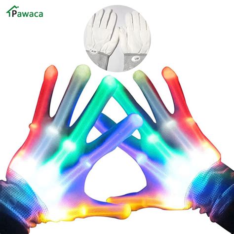 1 Pairs Magic Led Light Skeleton Glove Colorful Rainbow Flash Fingertip