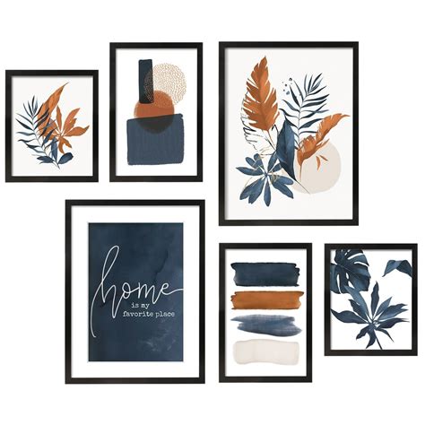 Artbyhannah 6 Pack Black Gallery Wall Picture Frame Set Abstract