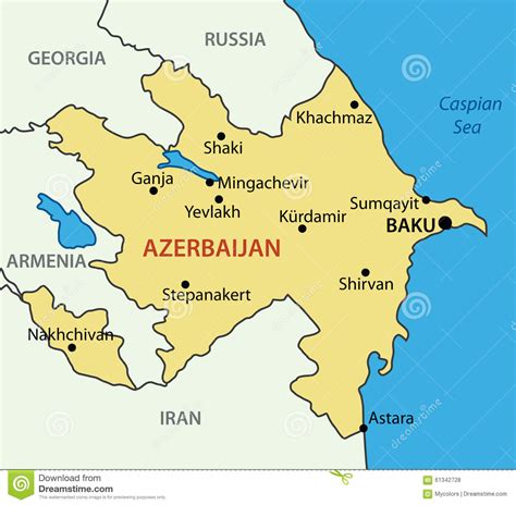 As observed on the physical map of azerbaijan, the country his highly mountainous. Republic Of Azerbaijan - Map - Vector Stock Vector ...