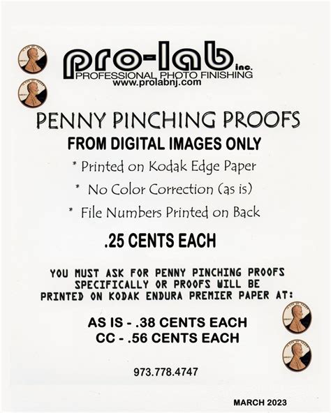 Penny Pinching Proofs Pro Lab Inc