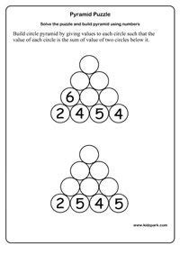 This page offers free printable math worksheets for first grade. Grade 1 Math Pyramid Puzzle Worksheets,Activity Sheets For ...
