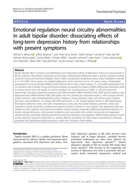 Pdf Emotional Regulation Neural Circuitry Abnormalities In Adult