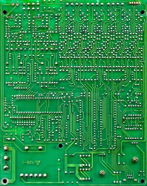 Hi Tech Electronic Circuit Board Detail Background Shot Stock Photo