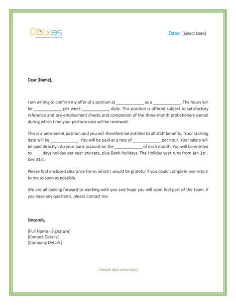An email offer letter tends to be less formal and covers the most basic aspects of the job offer before sending a full offer letter. Job Offer Letter Template for Word | Letter template word ...
