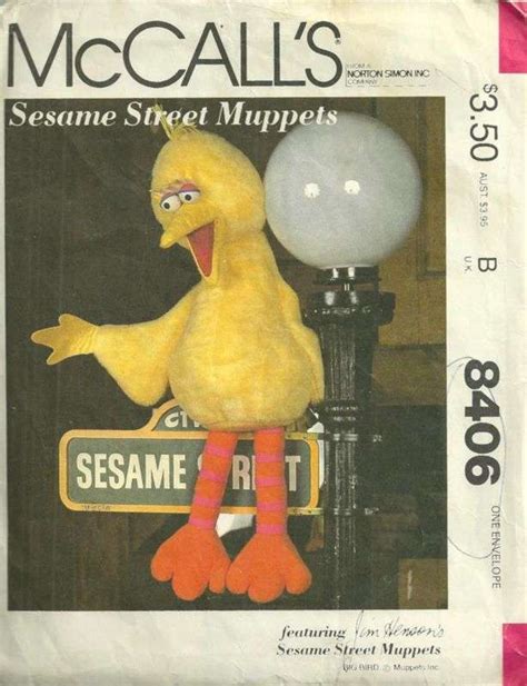 Mccalls 8406 1980s Jim Hensons Sesame Street Muppet Big Bird Doll