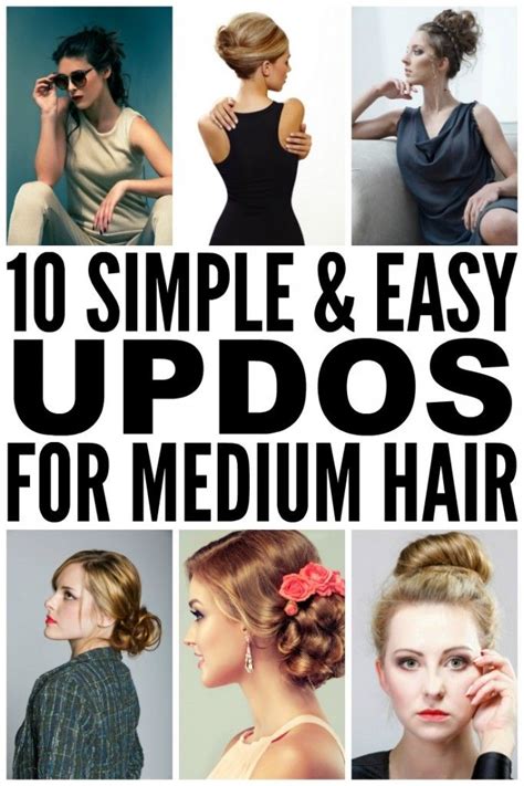 Gather the top half of your medium length hair into a very loose fishtail braid and top with a jeweled accessory. 10 easy (& glamorous!) updos for medium-length hair ...