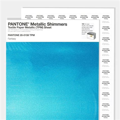 Pantone® Apac Metallic Shimmers Textile Paper Metallics Tpm Sheet