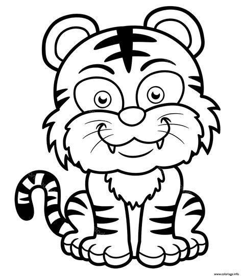 Coloriage Tigre Enfants Facile Maternelle Dessin Tigre à Imprimer