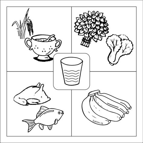 mewarnai gambar makanan dan minuman sehat - Adrian Campbell