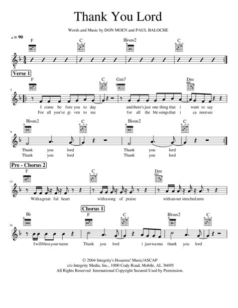 Thank You Lord Arr Jayson Lesigues Sheet Music Don Moen Piano Vocal And Guitar Chords