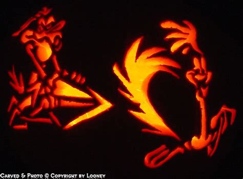 Roadrunner And Wile E Coyote Pumpkin Carving Carving Custom Carved